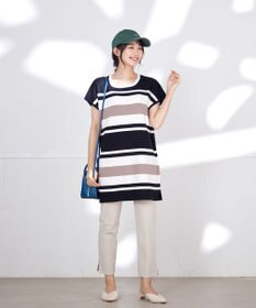 Tiaclasse 【洗える】マルチボーダーフレンチニットチュニック