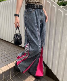 WEGO 【ユニセックス着用ITEM】ジャージドッキングZIPデニムパンツ