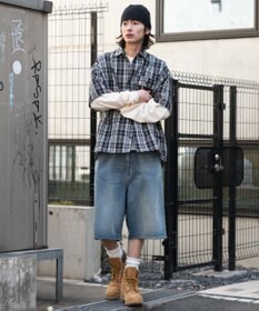 WEGO 【ユニセックス着用ITEM/SMLサイズ展開】スーパーバギーデニムショーツ