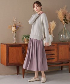 Tiaclasse 綿混リブ使いボートネックニットプルオーバー