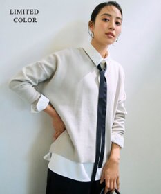 ICB L 【WEB限定カラーあり】マラボーテＷジョーゼット ボウタイ付きシャツカラートップス