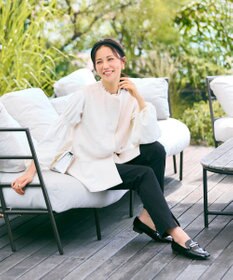 #Newans 【洗濯機可／撥水】シャーリングネック ボリュームスリーブシャツ