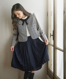組曲 KIDS 【150-170㎝】グレンチェックジャケット＆プリーツワンピース セット