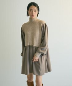 Green Parks ａ．布帛切り替えニットミニワンピース