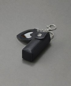 Phoebe 〈ミラー付き〉リップケース　ハート型ミラー　チャーム　レザー調　ブラック