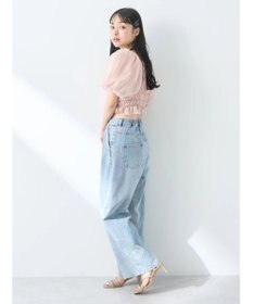 earth music&ecology パフスリーブシャーリングブラウス