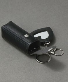 Phoebe 〈ミラー付き〉リップケース　ハート型ミラー　チャーム　レザー調　ブラック