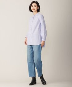 J.PRESS LADIES L 【洗える】BEZ ストライプ フリルネック ブラウス