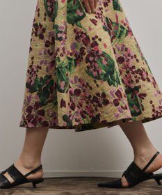 GRACE CONTINENTAL フラワージャガードフレアスカート