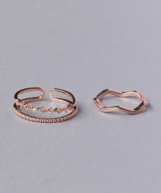 Phoebe フェミニンプレイスドビジューセットリング　ローズゴールド
