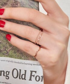 Phoebe フェミニンプレイスドビジューセットリング　ローズゴールド