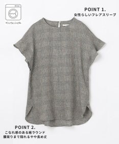 ANY 【洗える】ライトリネンクロスフレアスリーブ ブラウス