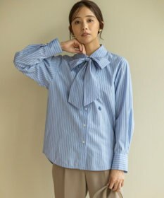 組曲 L 【ボウタイ付き】コンパクトシャーティング ストライプシャツ