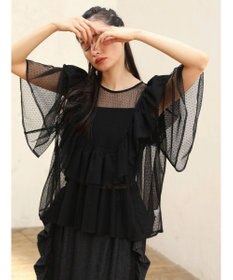 Green Parks ■ＥＳＣＡＲ　ドットチュールフレアヨークプルオーバー