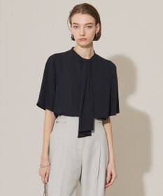 ICB 【接触冷感・UVケア・速乾・洗える】BackSatinAmunzen  5分袖スカーフタイブラウス