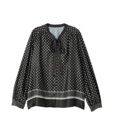 YECCA VECCA ドットパネル柄リボンブラウス