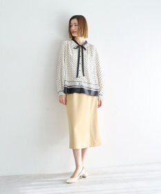 YECCA VECCA ドットパネル柄リボンブラウス