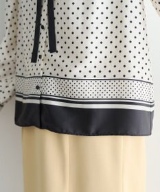 YECCA VECCA ドットパネル柄リボンブラウス