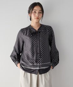 YECCA VECCA ドットパネル柄リボンブラウス