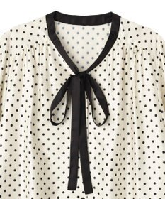 YECCA VECCA ドットパネル柄リボンブラウス