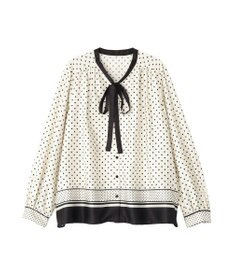 YECCA VECCA ドットパネル柄リボンブラウス