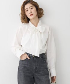 23区 【滝沢眞規子さん着用/Oggi掲載】ストレッチライトタイプライター 2WAY ボウタイブラウス アイボリー系