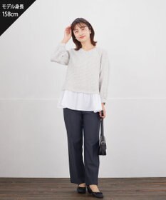 Tiaclasse L ツイードコンビフレアチュニック