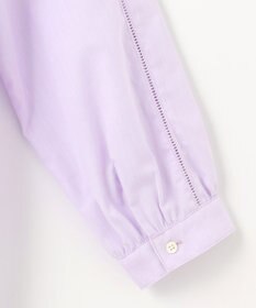 J.PRESS LADIES 【洗える】シャンブレー バンドカラー ピンタック ブラウス