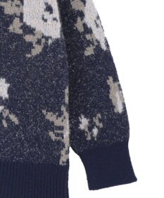 earth music&ecology フラワージャガードラメシャギーカーディガン