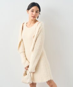 earth music&ecology ＳＥＴ２点シャギーショートカーデ＋ミニワンピース