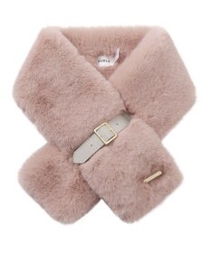 MOONBAT 【大人百花1月号掲載】FURLA フェイクファーマフラー ベルト差し込み ファーティペット ロゴプレート付