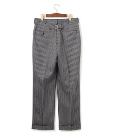 J.PRESS MEN 【J.PRESS ORIGINALS】Dark Pinstripe Wool New Piped Stem Slacks / Big Back Belt