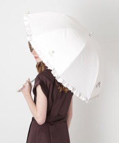 MOONBAT PAUL&JOE ACCESSOIRES (ポール&ジョー) 晴雨兼用日傘 長傘 ワンポイントクリザンテームフリル 一級遮光 遮熱 UV