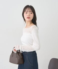 earth music&ecology レース×アイレットプルオ－バー