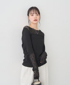 earth music&ecology レース×アイレットプルオ－バー