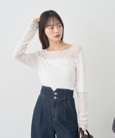 earth music&ecology レース×アイレットプルオ－バー