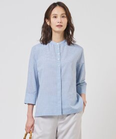 J.PRESS LADIES リネンminiチェック バンドカラー ブラウス