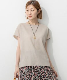 23区 【洗える】トリアセスラブストレッチ フレンチスリーブ ブラウス ベージュ系