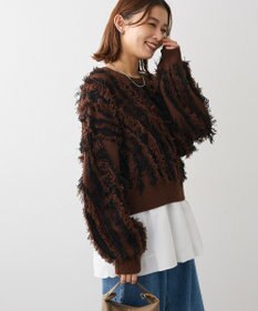 Green Parks ・ＥＬＥＮＣＡＲＥ　ＤＵＥ　フリンジジャカードニット