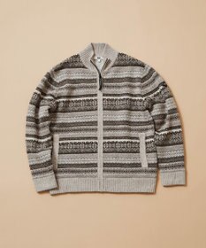 JOSEPH ABBOUD MOUNTAIN 【UNISEX】総裏フルZIPフェアアエル柄 ニットブルゾン