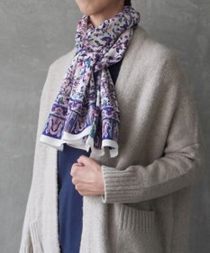 Marca ＜オシャレに防寒＞【Marcaオリジナル 】小鳥さらさペルシャウールロング シルクウール ロングスカーフ