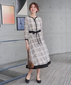 Tiaclasse L シアーチェック配色ワンピース