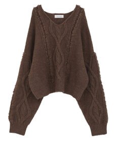 Green Parks ■ＥＳＣＡＲ　フリンジケーブルポップコーンニット