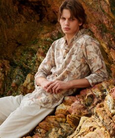 JOSEPH ABBOUD ボタニカルプリント7分袖シャツ