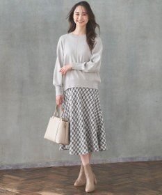 ANY SIS L パフィツイードミディ スカート