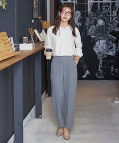 Tiaclasse 【洗える・スマート裏起毛】ジョーゼットフリルブラウス