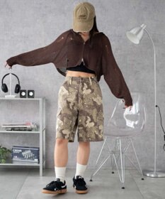 WEGO ダメージメッシュショートパーカー