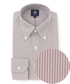 J.PRESS MEN 【PREMIUM PLEATS / 形態安定】ロンドンストライプ ドレスシャツ / B.D. ワイン系1