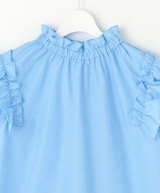 Feroux 【洗える】スタンドカラーフリルスリーブ ブラウス