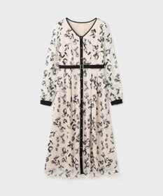 GRACE CONTINENTAL コスメフロッキープリントワンピース